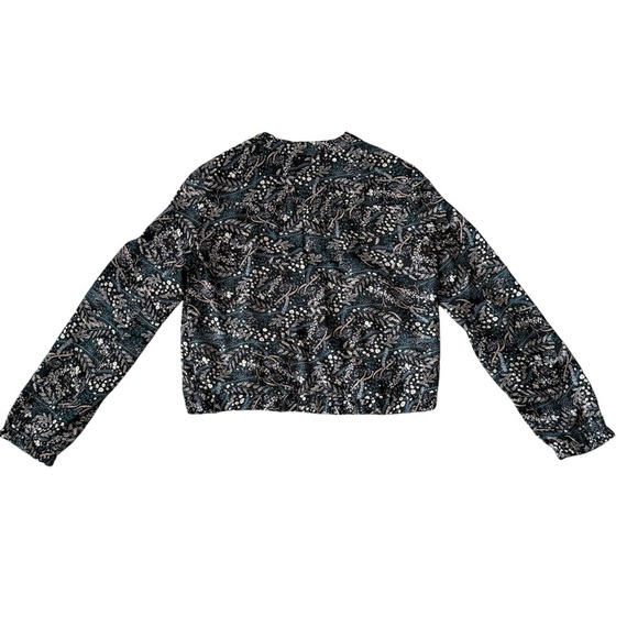 LOFT floral print spring jacket silver zip-up pockets size S - Picture 2 of 8